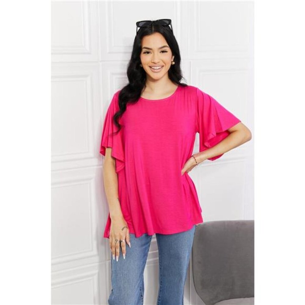 Yelete Full Size More Than Words Flutter Sleeve Top‎